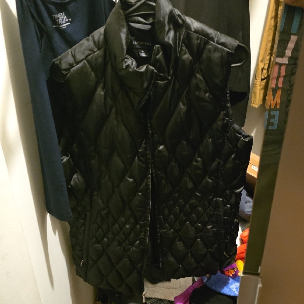 Lands' End Black Quilted Puffer Vest